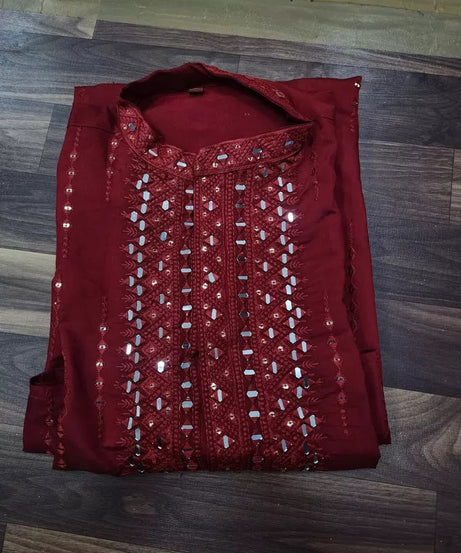 Classic Beautiful Exclusive Stitched 14 Kg Roman Silk Kurta Pajama For Mens