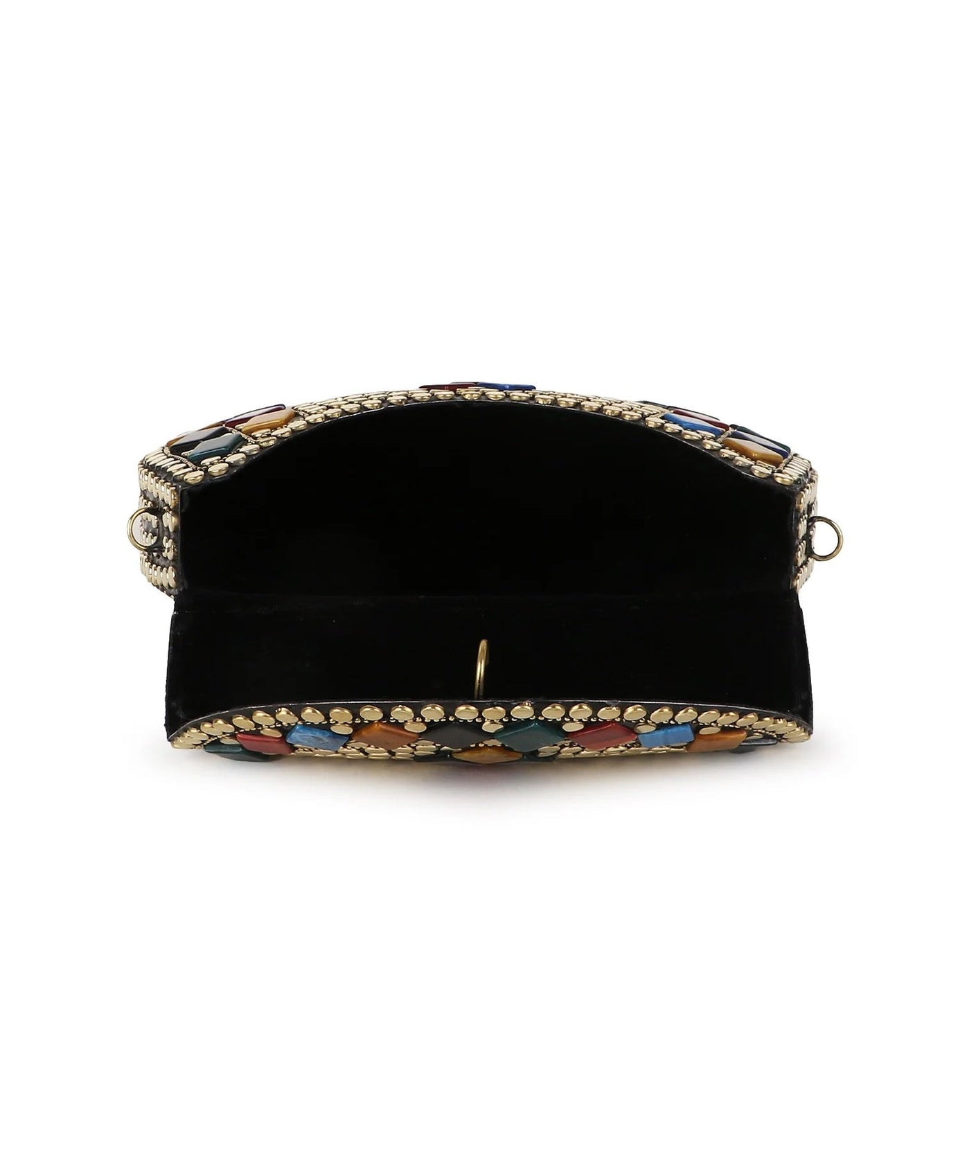 Mosaic Embellished Metal Clutch