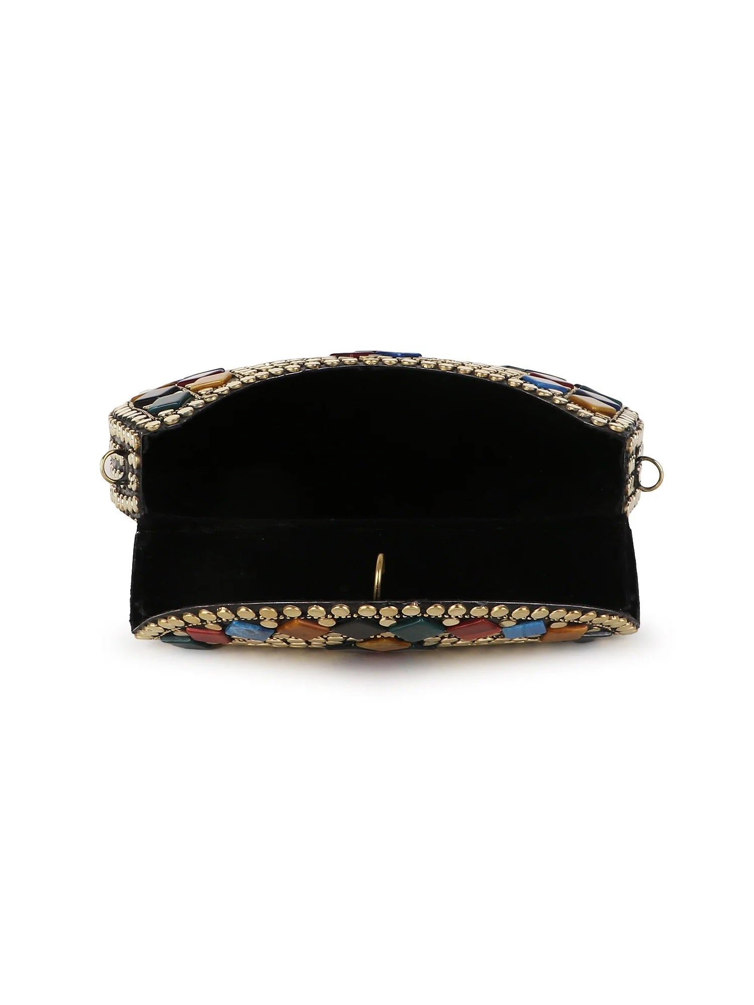 Mosaic Embellished Metal Clutch