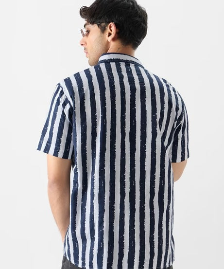 Stripes Midnight Blue Holiday Shirts
