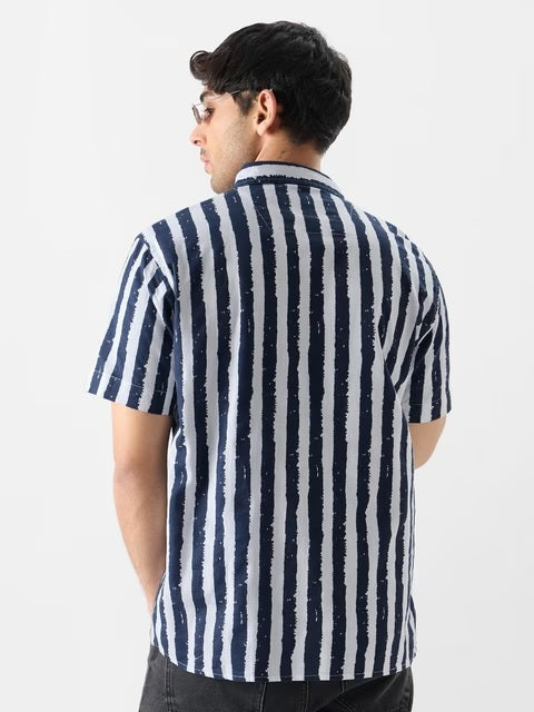 Stripes Midnight Blue Holiday Shirts