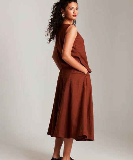 Linen Side Slit Top & Skirt Set