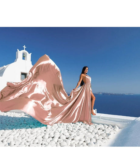 Fuchsia Long Satin Dress for Photoshoots, Beach, Weddings & Special Occasions – Floor-Length, Convertible Maxi Gown