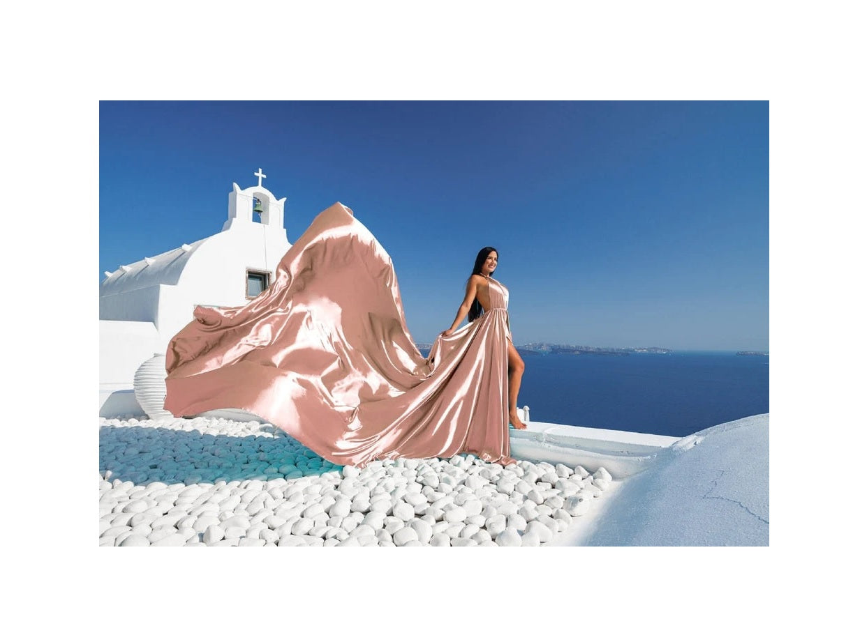 Fuchsia Long Satin Dress for Photoshoots, Beach, Weddings & Special Occasions – Floor-Length, Convertible Maxi Gown