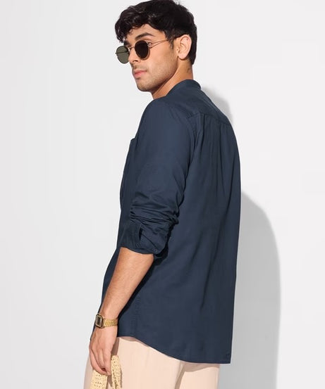 Navy Blue Cotton Linen Shirts