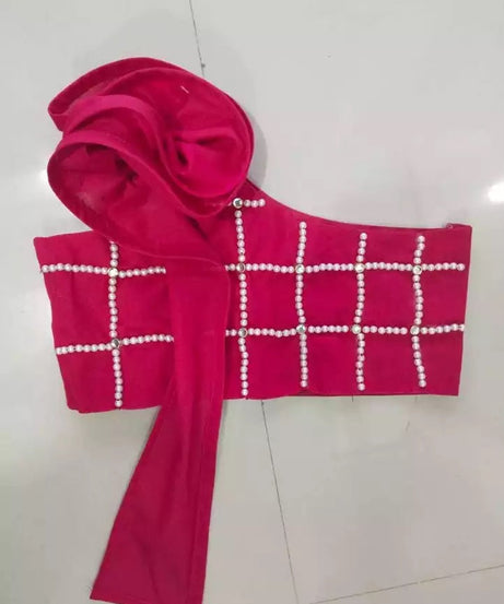 Elegant Bright Pink Cotton Palazzo and One-Shoulder Top Set