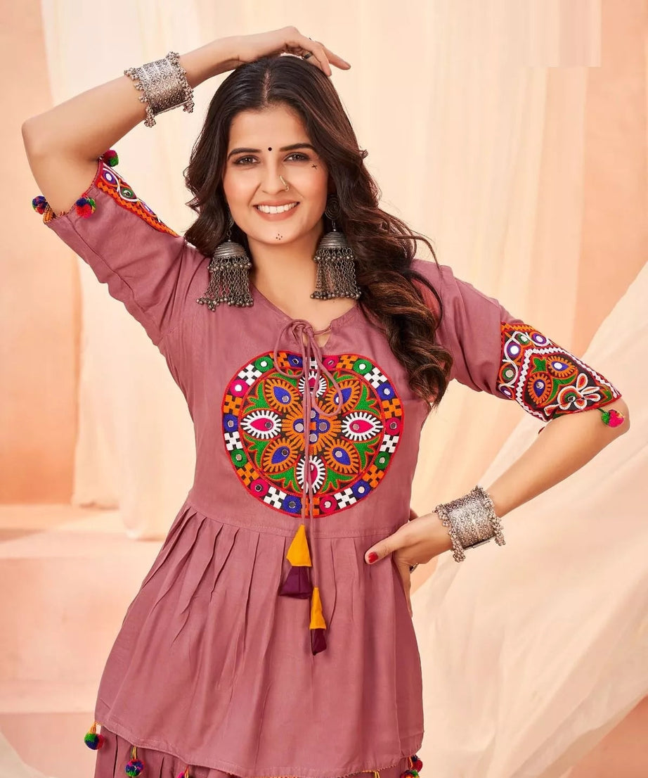 Rayon With Gamthi Work Lehenga Choli