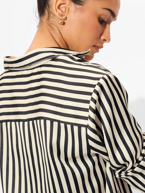 Satin Shirt Phantom Stripes Women Shirts