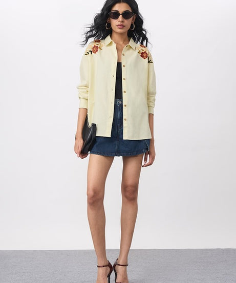 Cotton Linen  Dragon Women Boyfriend Shirts