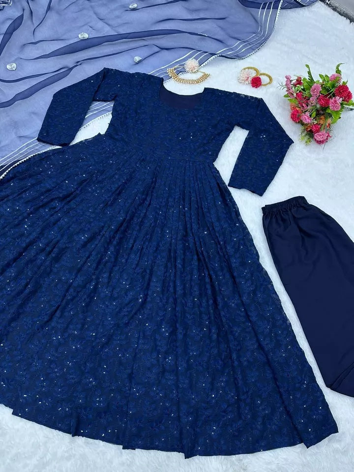 Designer Festival Wear Full Stitched Faux Georgette Top Pant Dupatta