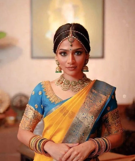 Soft Lichi Silk &  Jacquard Work Saree With Blouse