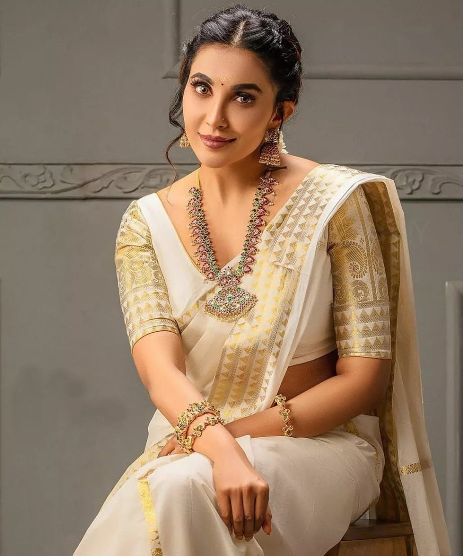 Soft Banarasi Silk With Weaving Gold Zari Saree With Blouse