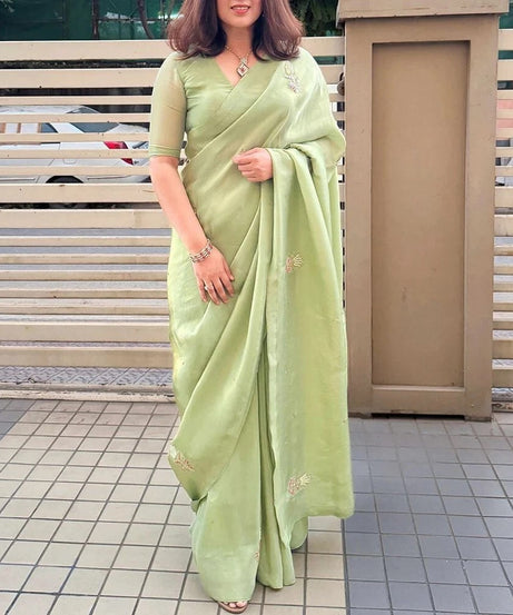 Soft Tissu Silk Beautiful Ethnic Saree, Wedding Wear Sari With Blouse