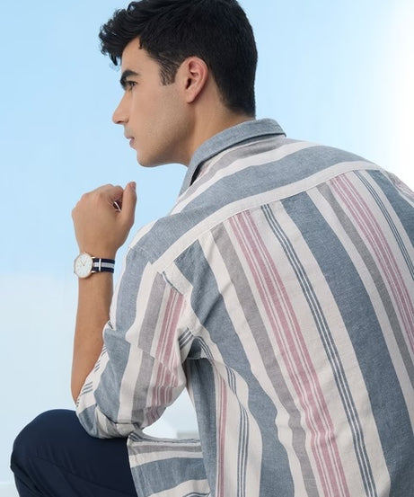 Stripes Marine Cotton Linen Shirts