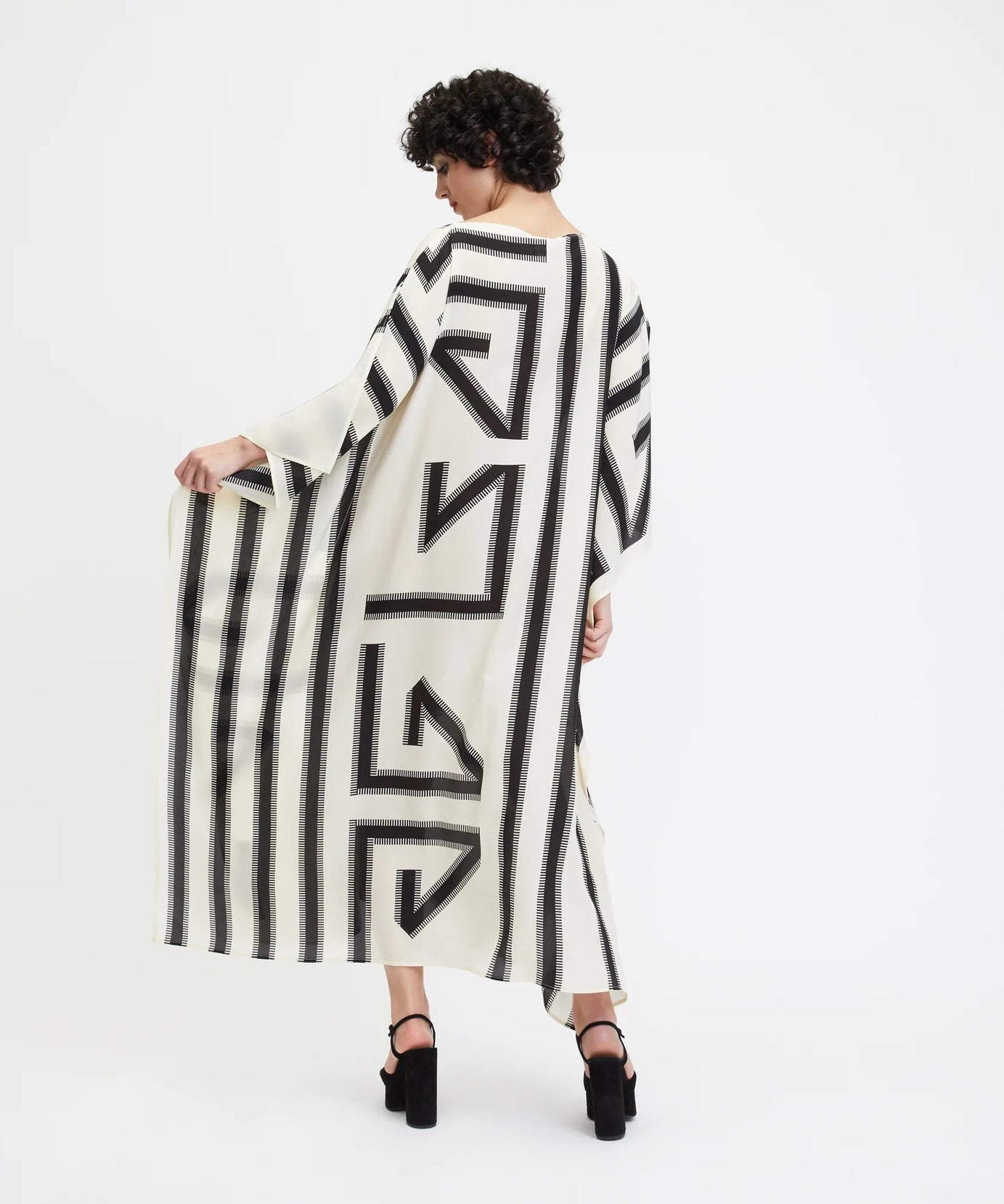 French Moss Silk Kaftan, Luxe Resort & Lounge Wear Caftan For Women's