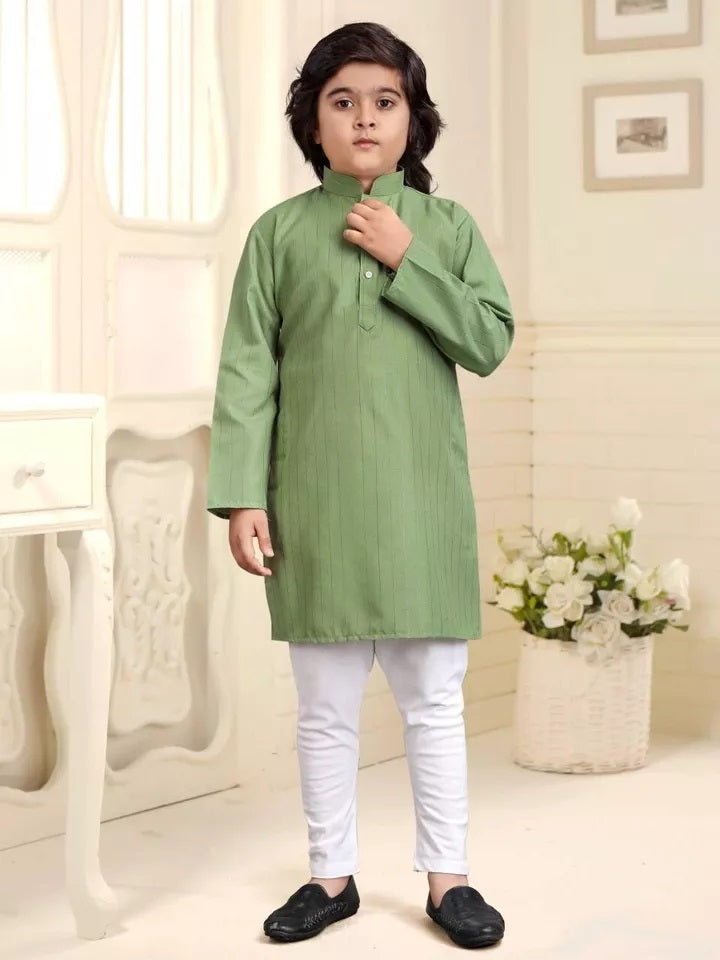Designer Wedding Wear Pure Cotton Kurta Pajama Set For Kid's & Boy's