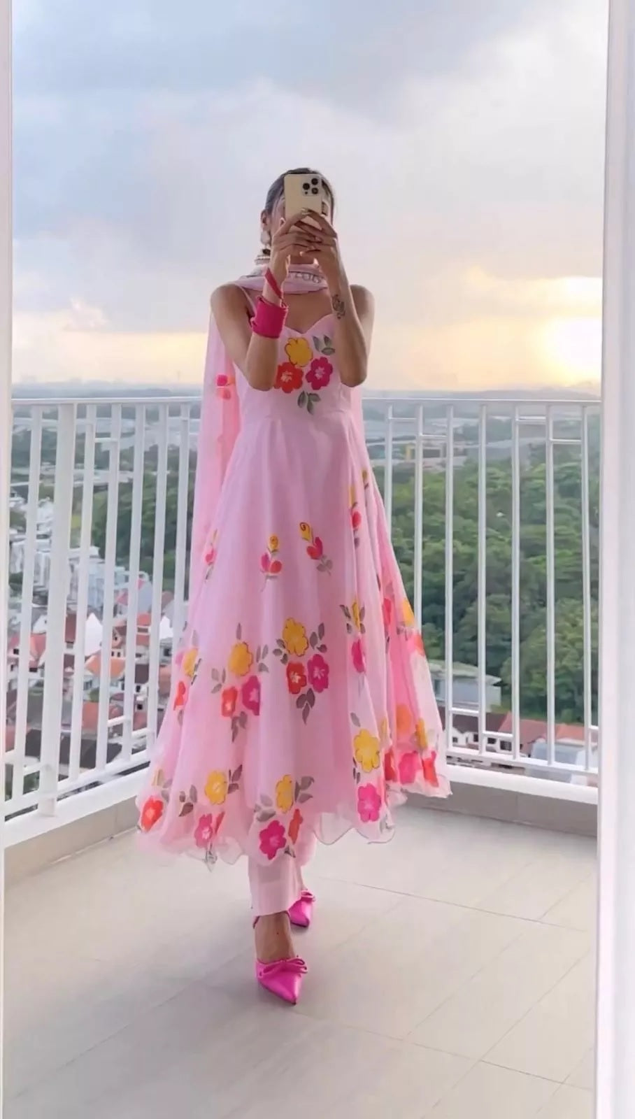 Silk Organza Stitched Beautiful Classic Anarkali Top Pant & Dupatta