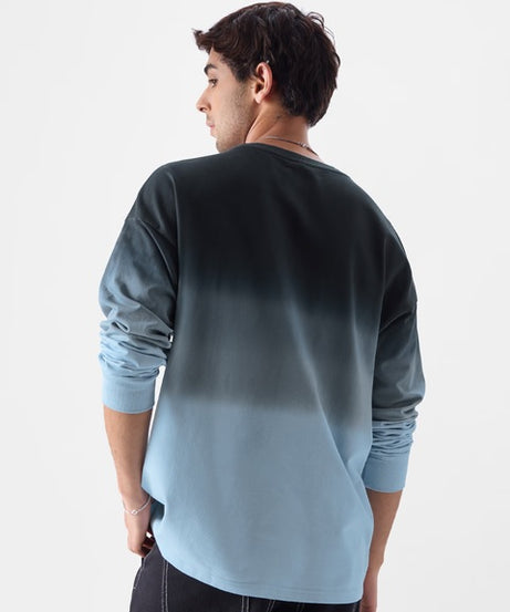 Ombre  Midnight Blue Oversized Full Sleeve T-Shirts