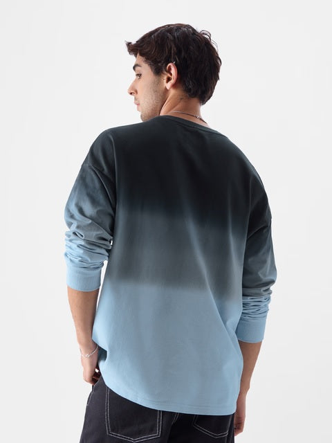 Ombre  Midnight Blue Oversized Full Sleeve T-Shirts