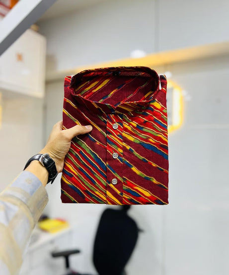 Cotton With Heavy Foil Print Kurta Pajama Set For Men's