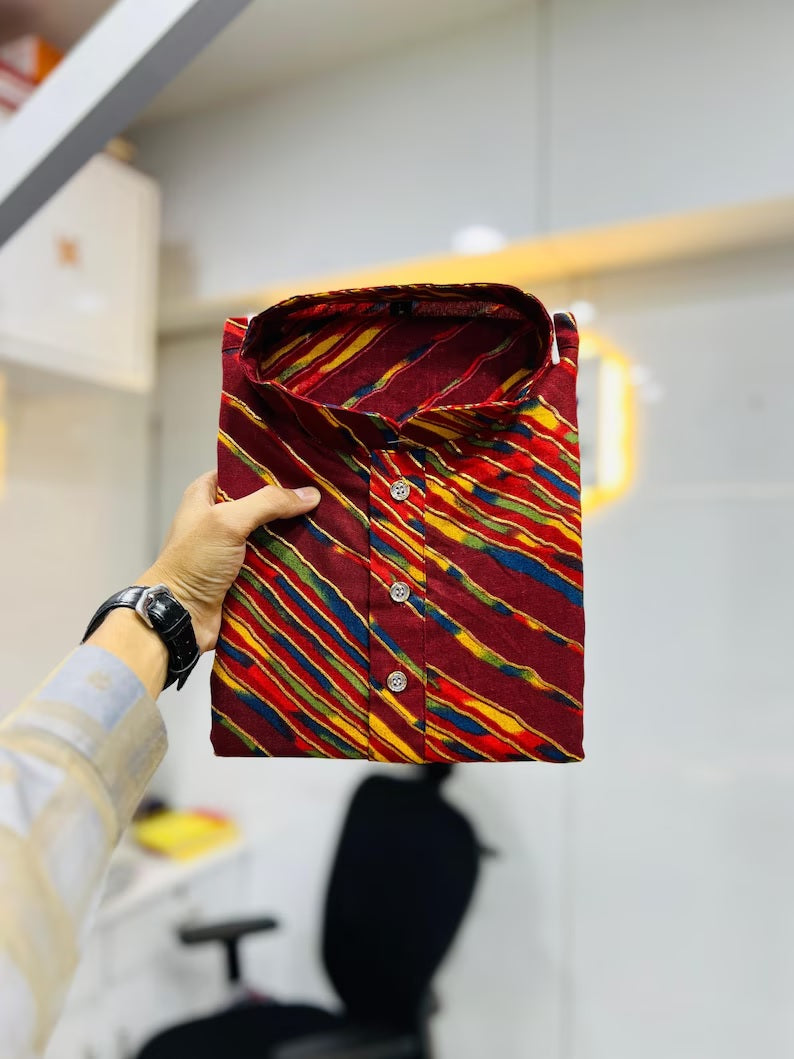 Cotton With Heavy Foil Print Kurta Pajama Set For Men's