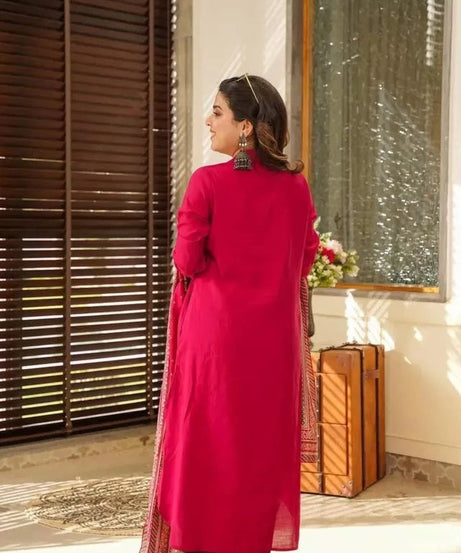 Faux Georgette Kurti Pant Duppata Set For Women's