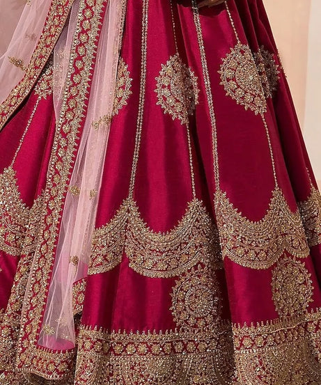 Jalpuri Silk With Embroidery Sequence Zari Design Work Lehenga