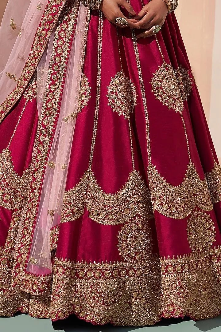 Jalpuri Silk With Embroidery Sequence Zari Design Work Lehenga