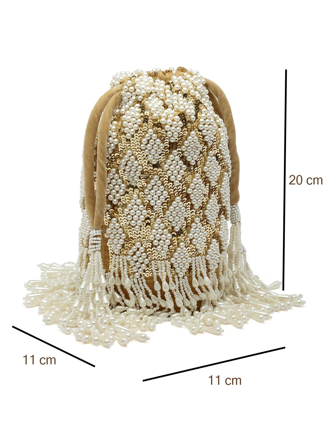 Dangle Diamond Embellished Velvet Potli Bag