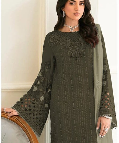 Fancy Heavy Faux Georgette Wedding Wear Designer Top Bottom With Dupatta