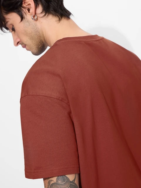 Solids Spicy Red Oversized T-Shirts