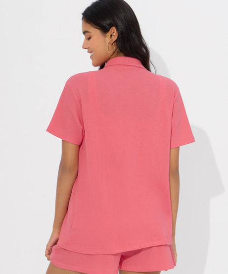 Textured Coral Solids Women Shirts