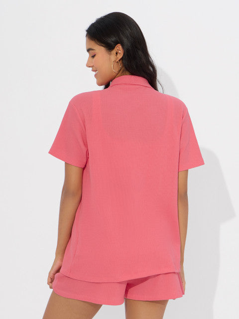 Textured Coral Solids Women Shirts