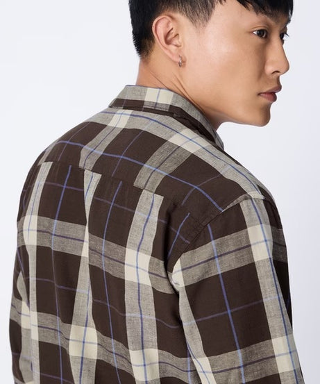 Checks Mocha Cotton Linen Shirts