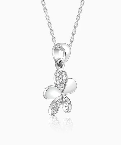 Silver Flower Pendant With Link Chain