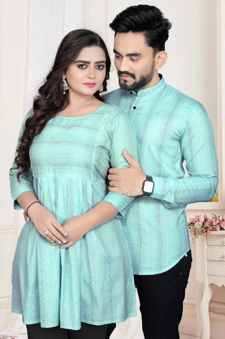 Premium Linen Cotton Fabric Couple Combo Set