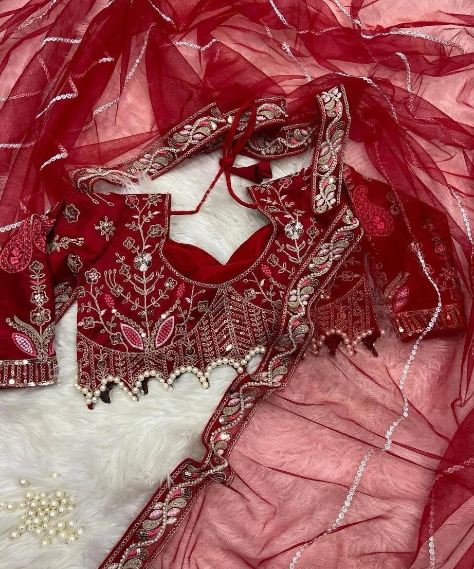 Heavy Soft Net With Embroidery And Sequence Work wedding Party wear Saree And Blouse 11-KK