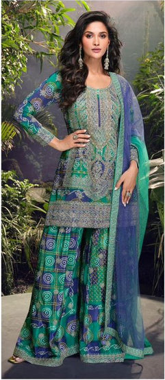 Heavy Chinon With Multi Digital Print Wedding Wear Top Bottom With Dupatta