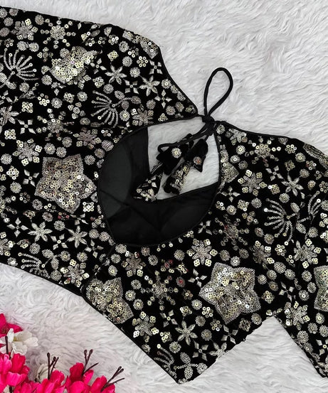 Pure Velvet Full Stitched Traditional Function Designer Blouse & Choli