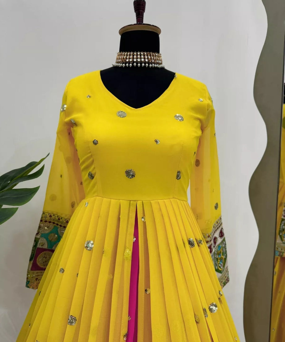 Faux Georgette With Sequence Work Top Lehenga & Dupatta Set