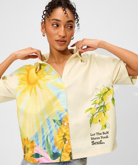 Cotton Linen  Sunshine Soul Women Holiday Shirts