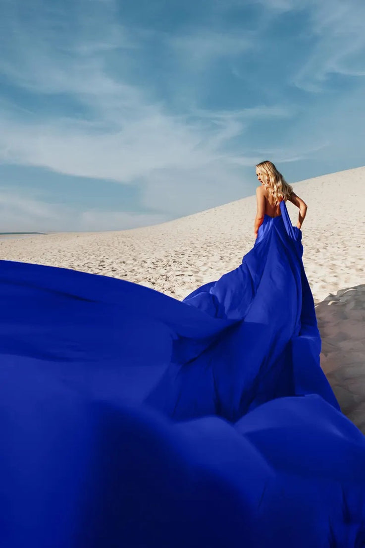 Electric Blue Flying Dress For Photoshoot Infinity Flying Dress Asymmetrical Flying Dress