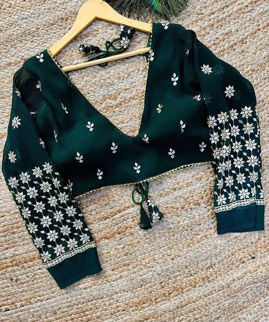 Georgette Full Stitched Wedding Style Fancy Blouse Choli