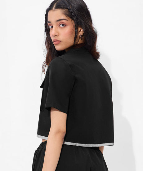 Solids  Black Onyx Women Cropped Shirts