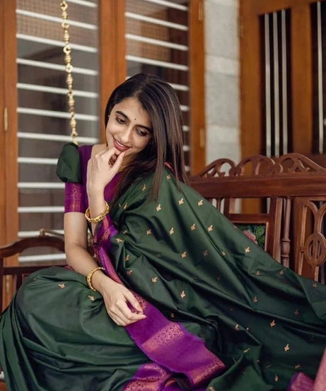 Banarasi Soft Silk Wedding Saree With Jacquard Border Blouse fancy Saree11-KT