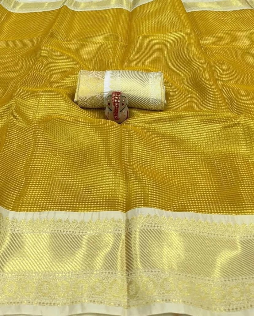 Yellow Beautifull Soft Tissue Silk Saree With Blouse