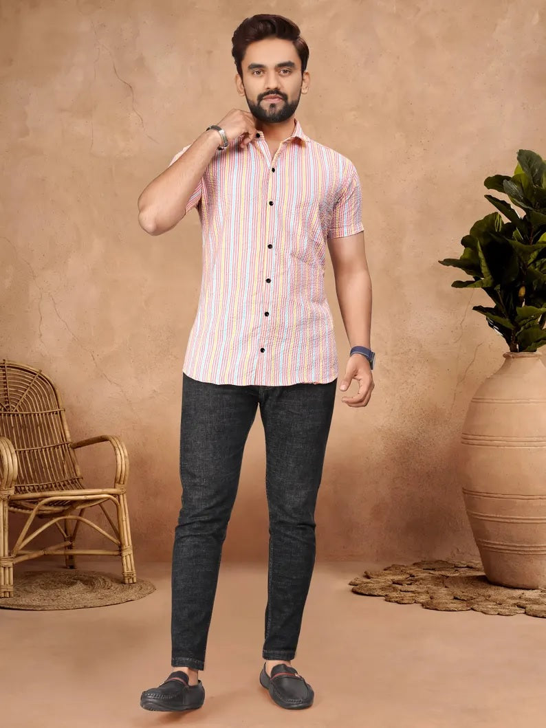 Pure Cotton Bubble Pattern Men's Shirt