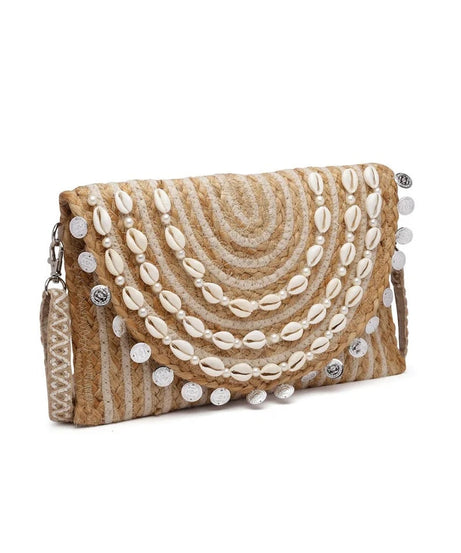 Embellished Structured Sling Bag with Tasselled