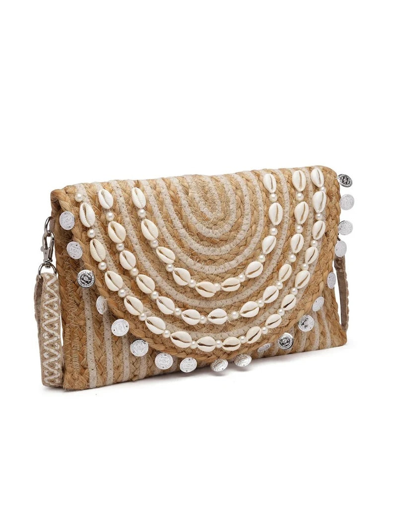 Embellished Structured Sling Bag with Tasselled