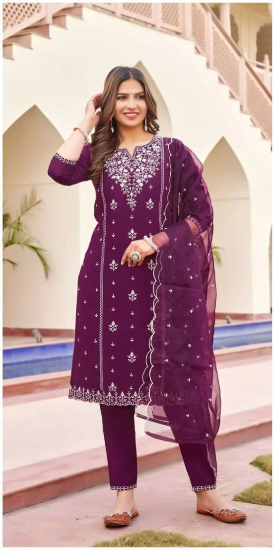 Style Full Stitched Viscose Roman Silk Top Bottom Dupatta